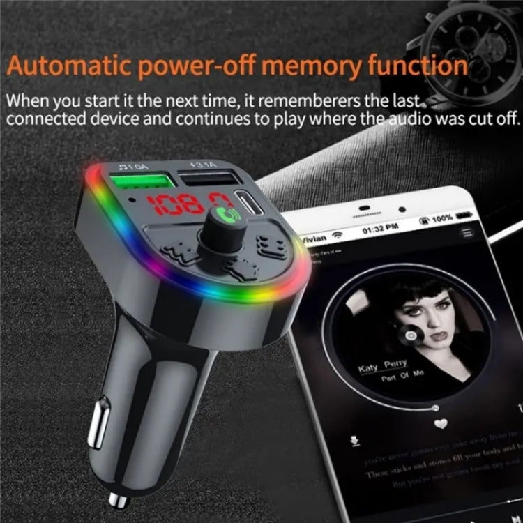 F21 PD + USB Car Charger Bluetooth Car Adapter Handsfree Call FM Transmitter MP3 Music Player, F21