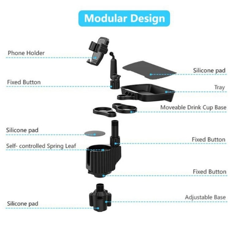 A06 Multifunctional Car Cup Mug Bottle Holder Mobile Phone Mount Stand Food Snack Tray Table, A06 (Grey), A06 (Green)