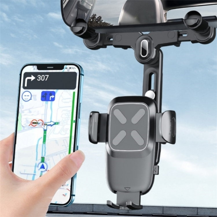 R010 Universal Vehicle Rearview Mirror Phone Holder Multifunctional Retractable Cell Phone Car Mount, R010 (Green), R010 (Black)