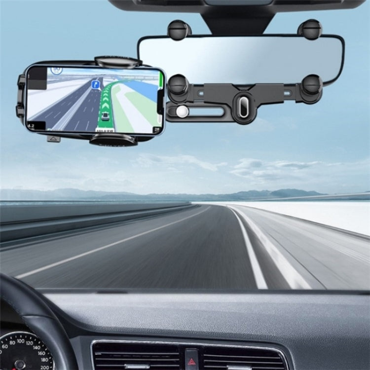 R010 Universal Vehicle Rearview Mirror Phone Holder Multifunctional Retractable Cell Phone Car Mount, R010 (Green), R010 (Black)