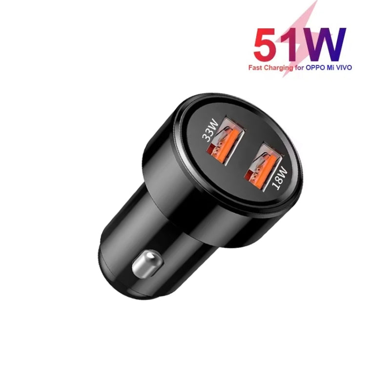51W Dual Port QC3.0 USB 33W + 18W Fully Compatible Car Charger