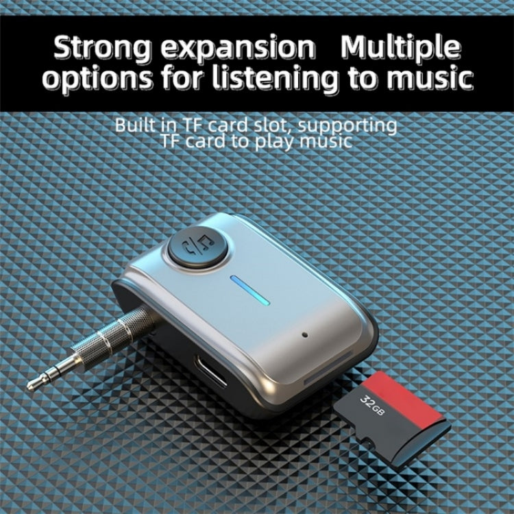 With Type-C Input TF Card Slot Hands-Free AUX Car Bluetooth Receiver, W2
