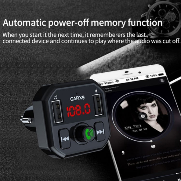 Dual USB Ports Car MP3 Player Automatic Power-off Memory Bluetooth Call FM Transmitter, X9 3.1A