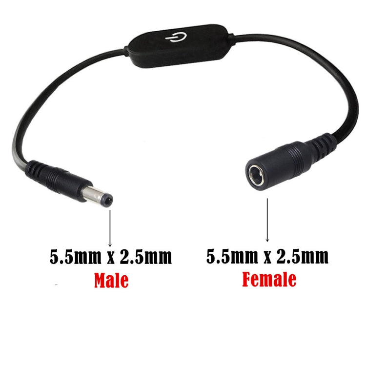 JUNSUNMAY DC 5.5mmx2.5mm LED Touch Inline Dimmer Switch Controller for Single Color, Length 30cm, DC 5.5mmx2.5mm