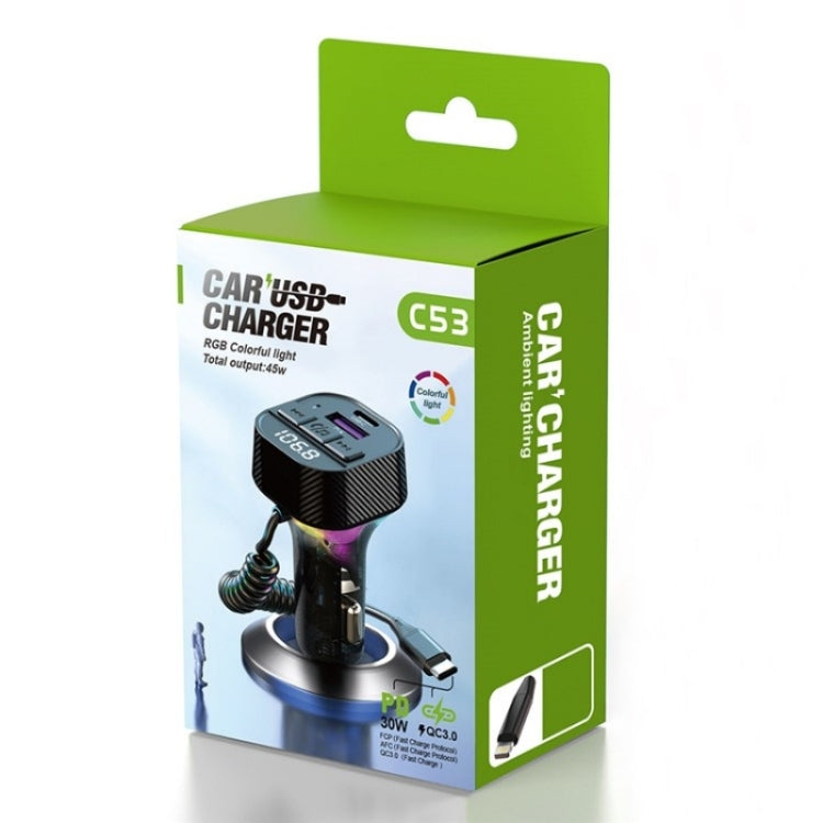 C53 Fast Charging Car Charger Car Bluetooth Receiver FM Transmitter MP3 Player, C53