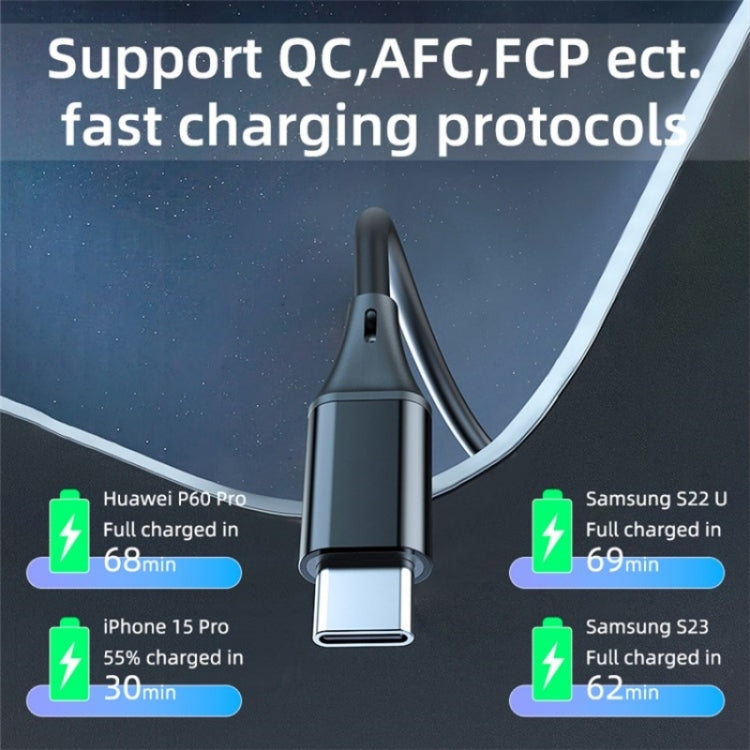 K18A PD 30W Retractable Type-C Cable USB+Type-C Dual Port Aluminum Alloy Car Charger, K18A