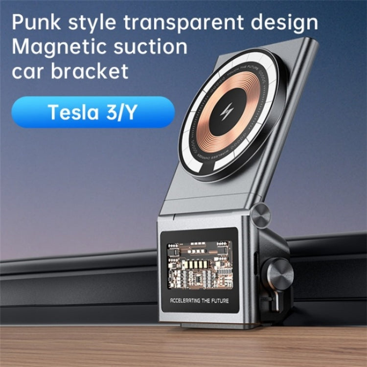 A7 Transparent Phone Charging Dock 15W Magnetic Wireless Charger for Tesla Model 3 / Y, A7