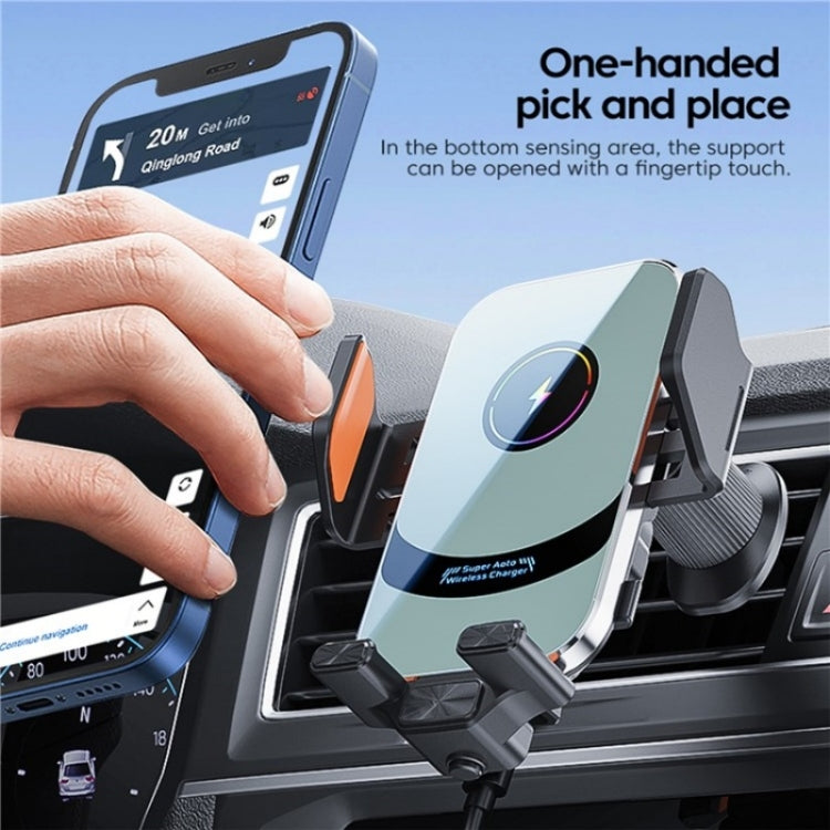 X16 Car Smart Sensor Phone Holder Magnetic Phone Mount Automatic Wireless Charger, X16 (Tarnish), X16 (Silver)