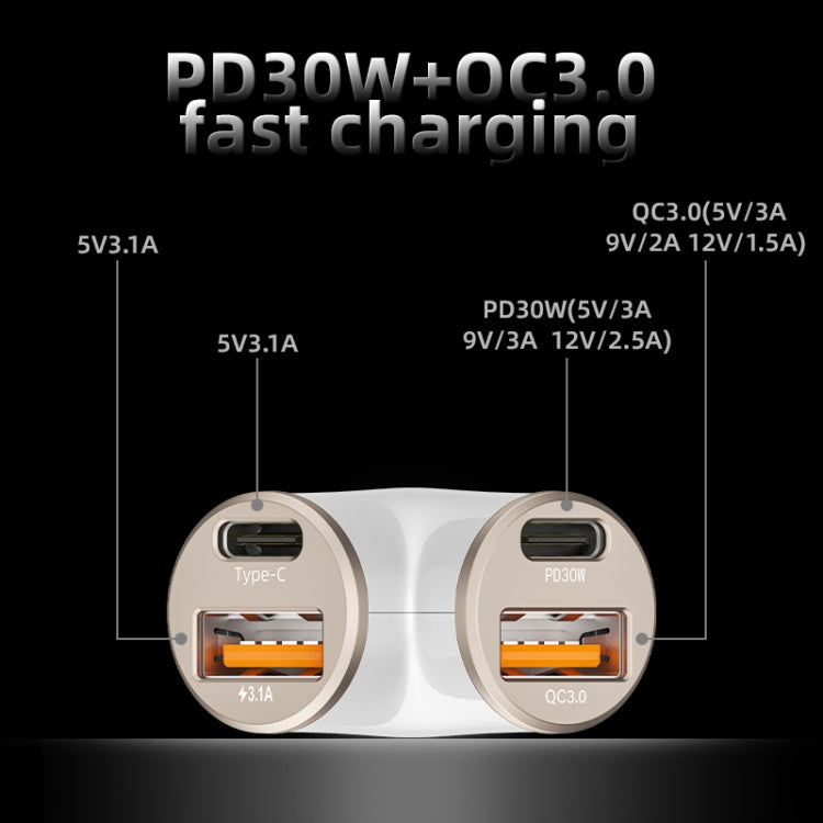 A2 2 USB + 2 Type-C Phone Fast Charging Power Adapter 78W Y-Shaped Car Charger