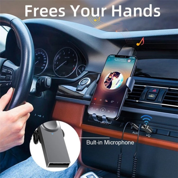 M02 3.5mm AUX Car Audio System Wireless Adapter Car Bluetooth Hands-Free Call Spring Cord, M02