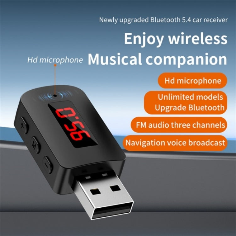M10 Car Digital Display FM Radio USB Bluetooth Adapter Wireless Audio Receiver, M10