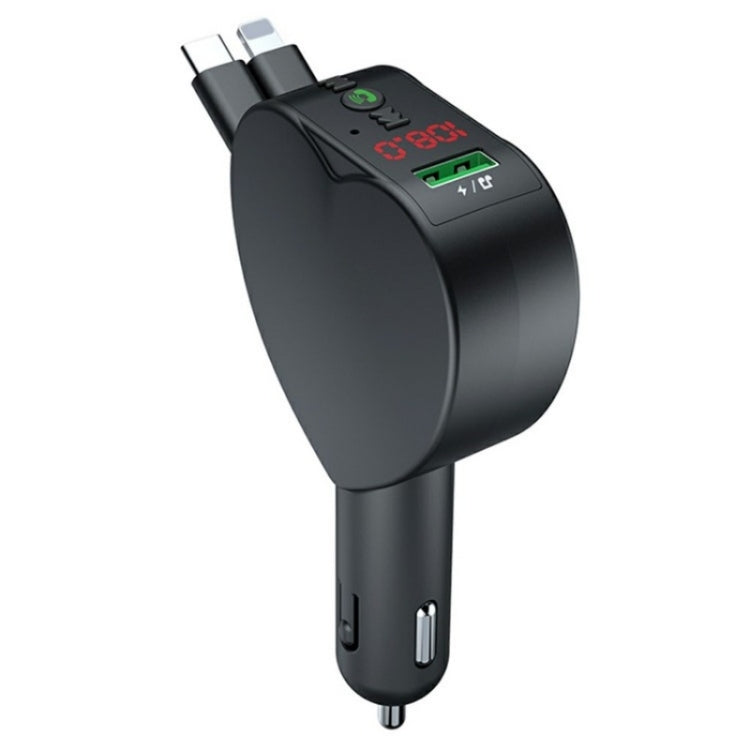 Y2 With Type-C Retractable Cables Car Bluetooth MP3 Player Hands-Free Call Adapter, Y2