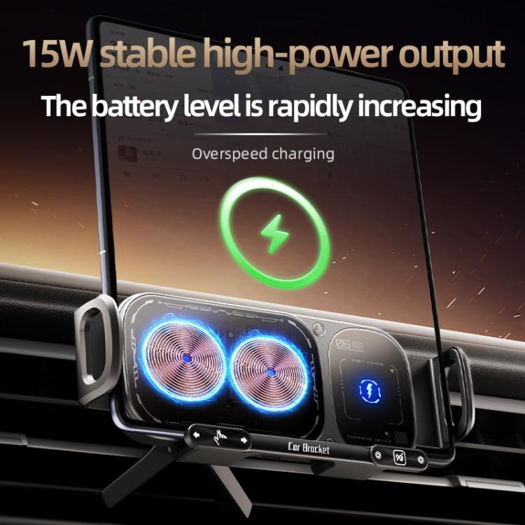 SD01 Car Air Vent Mount Dual Coil Rotating Phone Stand 15W Wireless Charger Phone Holder, SD01 Grey