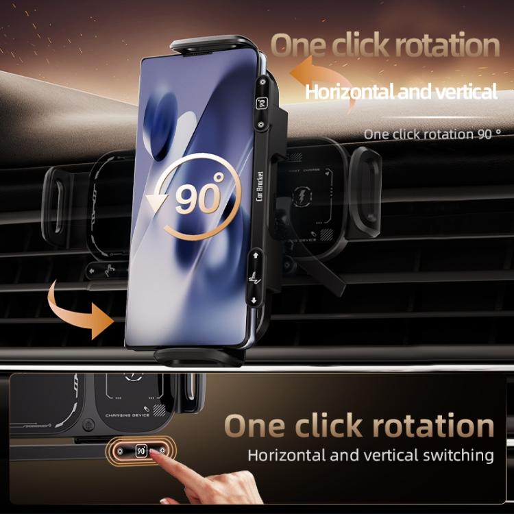 SD01 Car Air Vent Mount Dual Coil Rotating Phone Stand 15W Wireless Charger Phone Holder, SD01 Grey