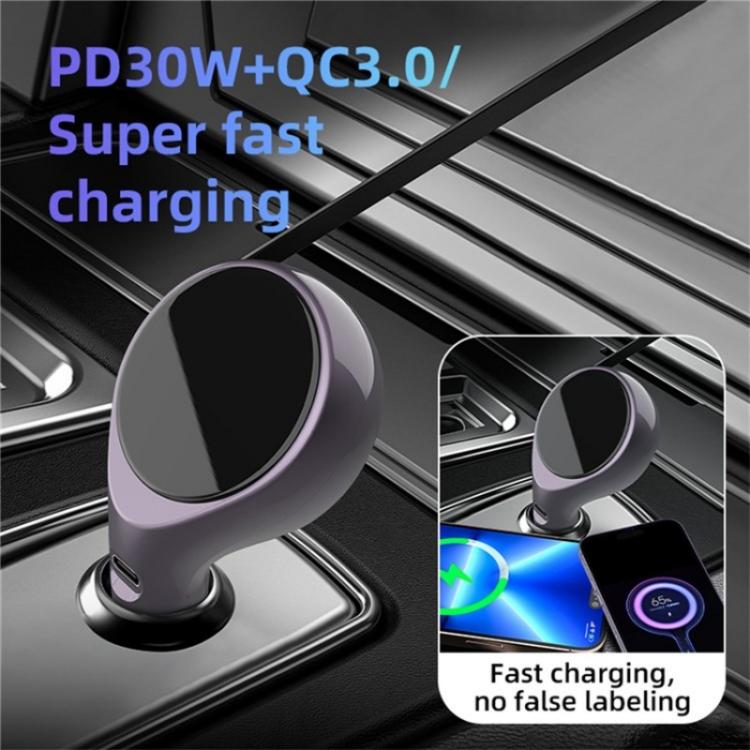 K1 With Retractable Cable Car Charger Type-C PD 20W Fast Charging Adapter, K1