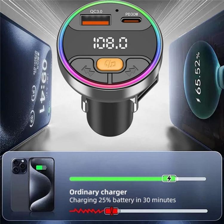 C9S QC3.0 PD 30W Charger FM Transmitter Multifunctional Bluetooth Car MP3 Player, C9S