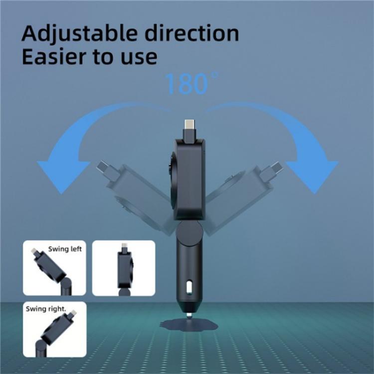 C76 Retractable Cable PD 30W Car Charger Cigarette Lighter Adapter Bluetooth FM Transmitter, C76