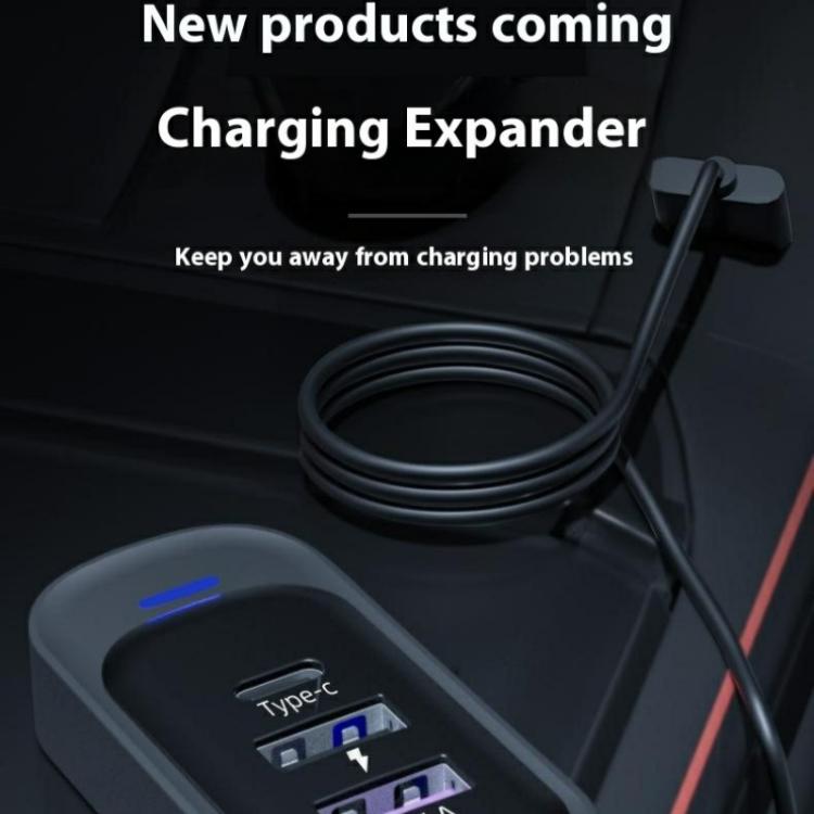 Y1 Type-C and Dual USB Car Rear Seat Charger Fast Charging Adapter with 1m Extension Cable, Y1