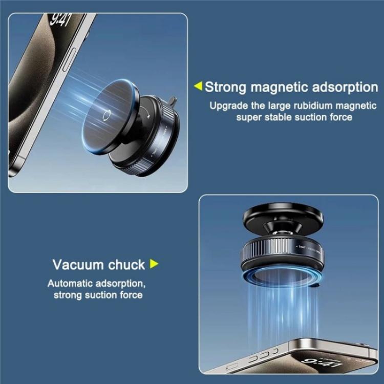 K009 360 Degree Rotation Navigation Holder Mechanical Vacuum Suction Magnetic Car Stand, K009 (Black), K009 (White)