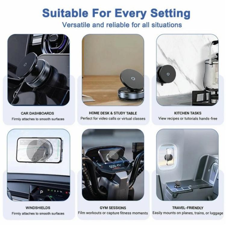 K009 360 Degree Rotation Navigation Holder Mechanical Vacuum Suction Magnetic Car Stand, K009 (Black), K009 (White)