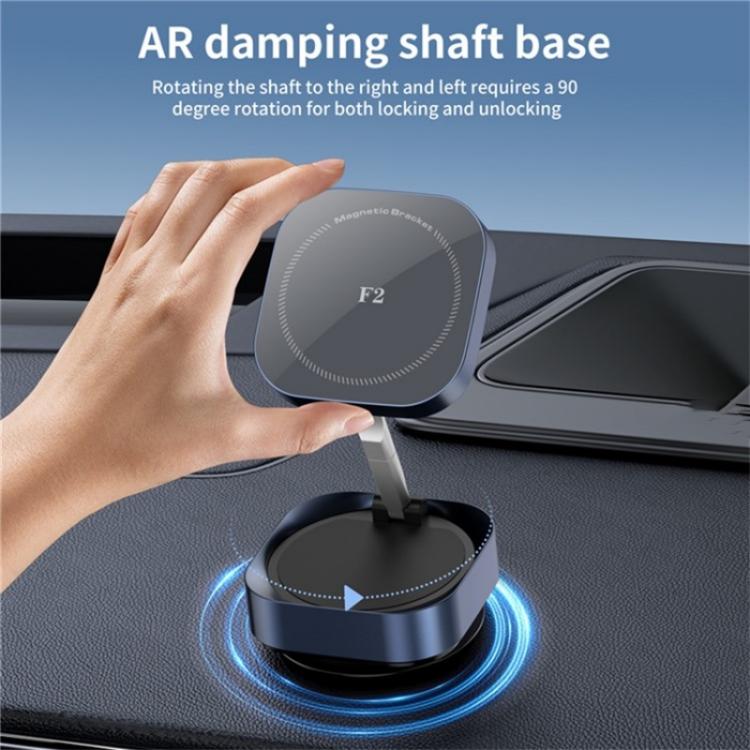 F2 Strong Magnet Vacuum Suction Adjustable Foldable Car Dashboard Windshield Phone Holder, F2 (Silver), F2 (Tarnish)