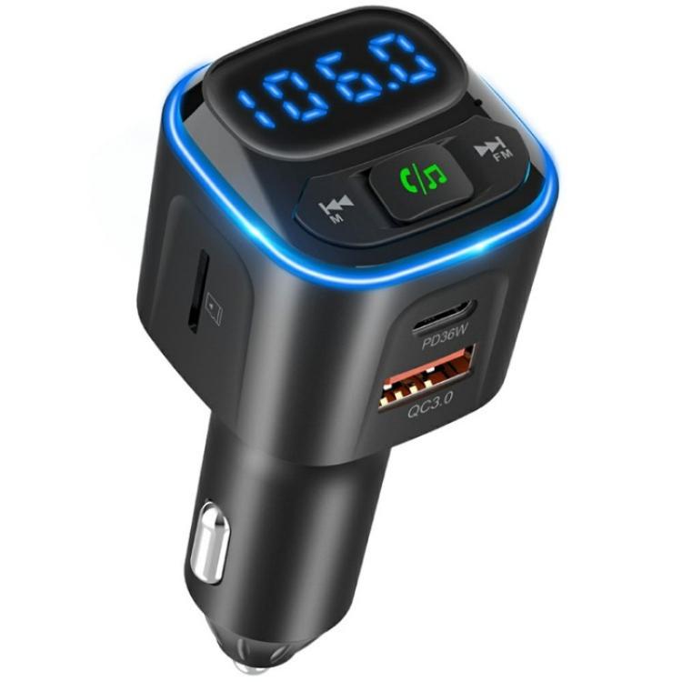 BC80 Hands-Free Calling Voltage Display Adapter Car Charger Bluetooth-Compatible MP3 Player, BC80