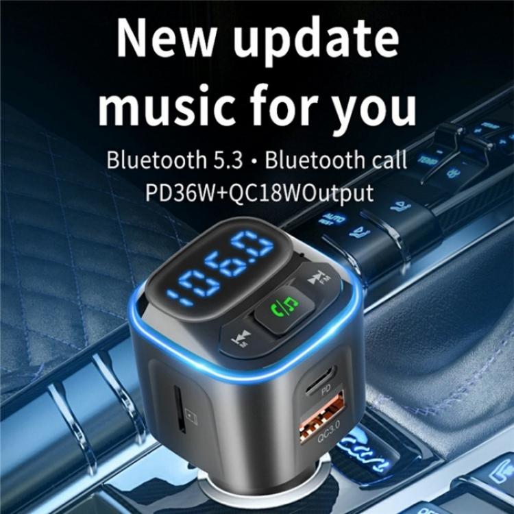 BC80 Hands-Free Calling Voltage Display Adapter Car Charger Bluetooth-Compatible MP3 Player, BC80