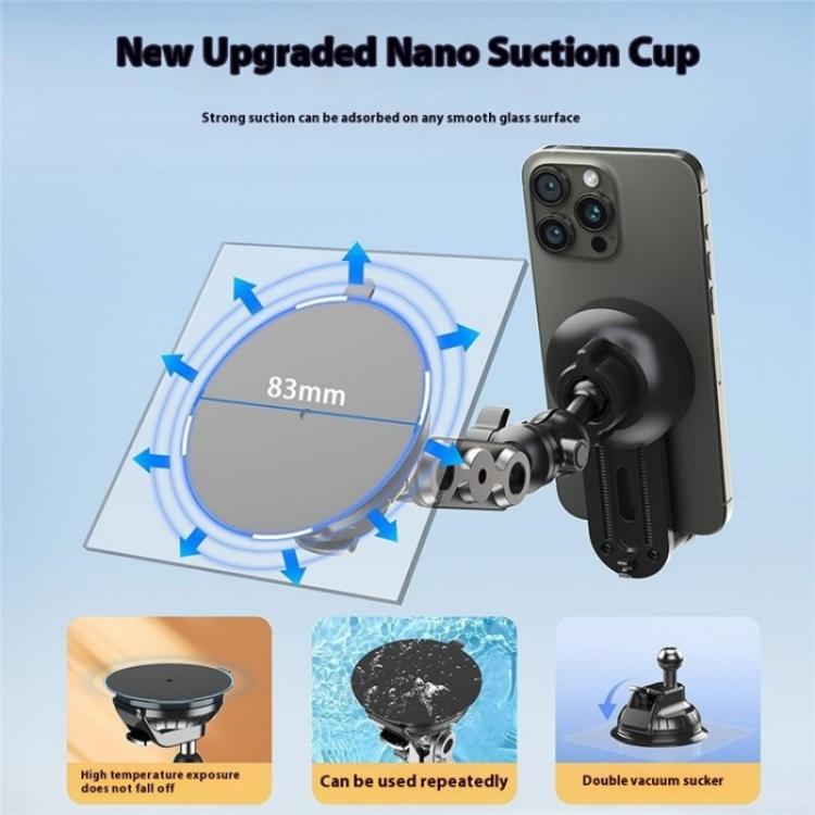 XWJ037 Suction Cup Base Long Arm Cellphone Bracket Short Type MagSafe Car Phone Holder, XWJ037