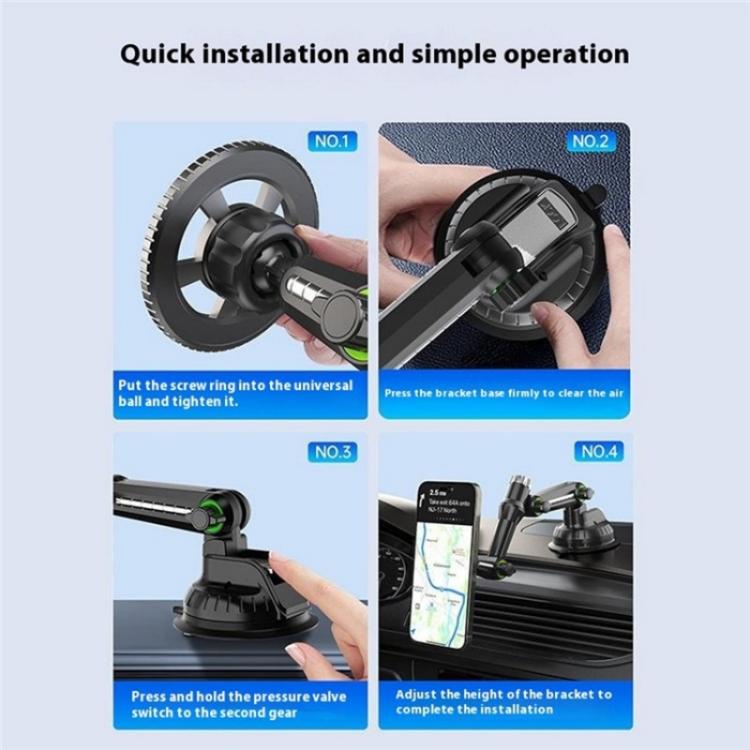 XWJ-JX04 Dashboard Windshield Magnetic Car Mount Suction Cup Base Long Arm Holder, XWJ-JX04 (Gear Type), XWJ-JX04 (Single Hole)