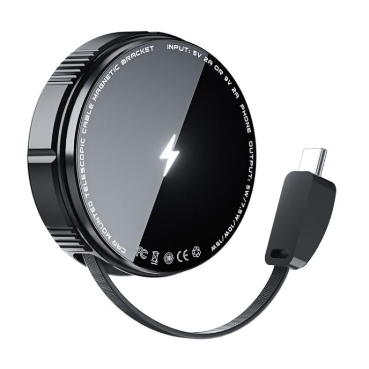 X02 With Retractable Cable 15W Car Air Vent Mount Magnetic Phone Holder Wireless Charger, X02 (Black), X02 (Silver)