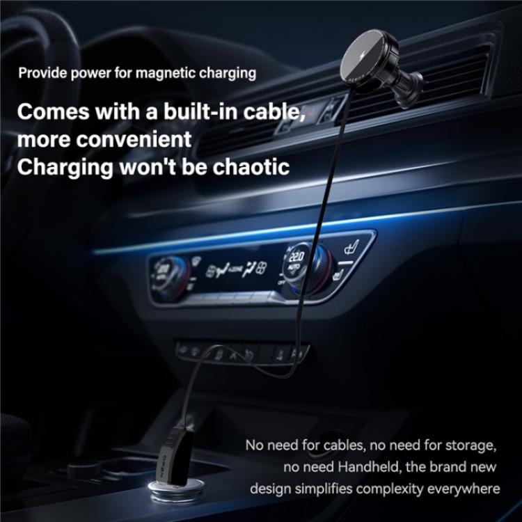 X02 With Retractable Cable 15W Car Air Vent Mount Magnetic Phone Holder Wireless Charger, X02 (Black), X02 (Silver)