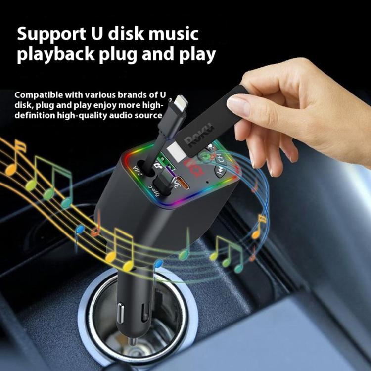 L5 Car Bluetooth-Compatible MP3 Player Hands Free Calling FM Transmitter Fast Charger, L5