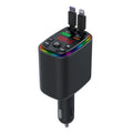 Y9 Retractable Cable Bluetooth FM Transmitter Voltage Display Car Charger MP3 Player, Y9