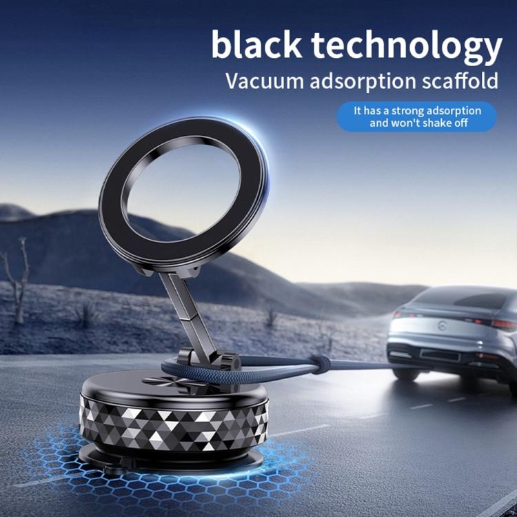 K12 Vacuum Suction Mount Foldable 360 Rotation Magnetic Car Phone Holder, K12 (Black), K12 (Silver)