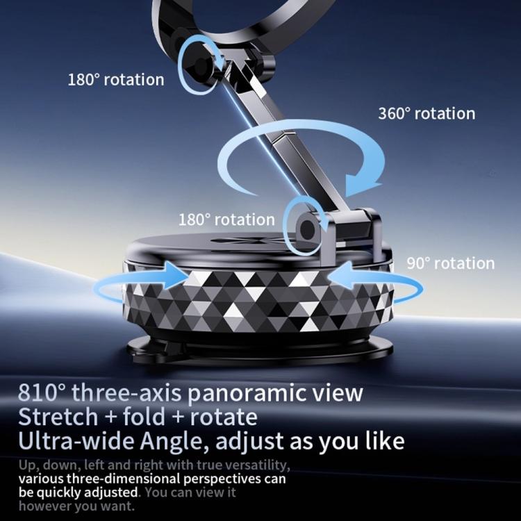 K12 Vacuum Suction Mount Foldable 360 Rotation Magnetic Car Phone Holder, K12 (Black), K12 (Silver)