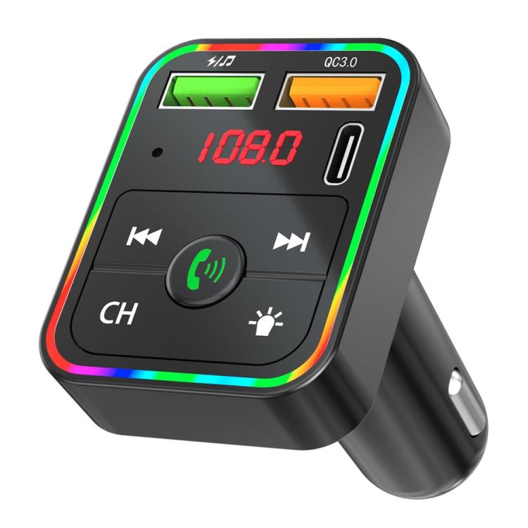 PDF2 With Ambient Light Fast Charger FM Transmitter Bluetooth Hands Free Call MP3 Player, PDF2
