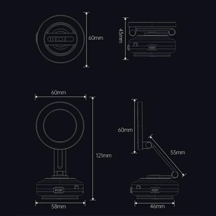 X64 Car Phone Mount Foldable Magnetic Electric Vacuum Suction Smartphones Bracket, X64