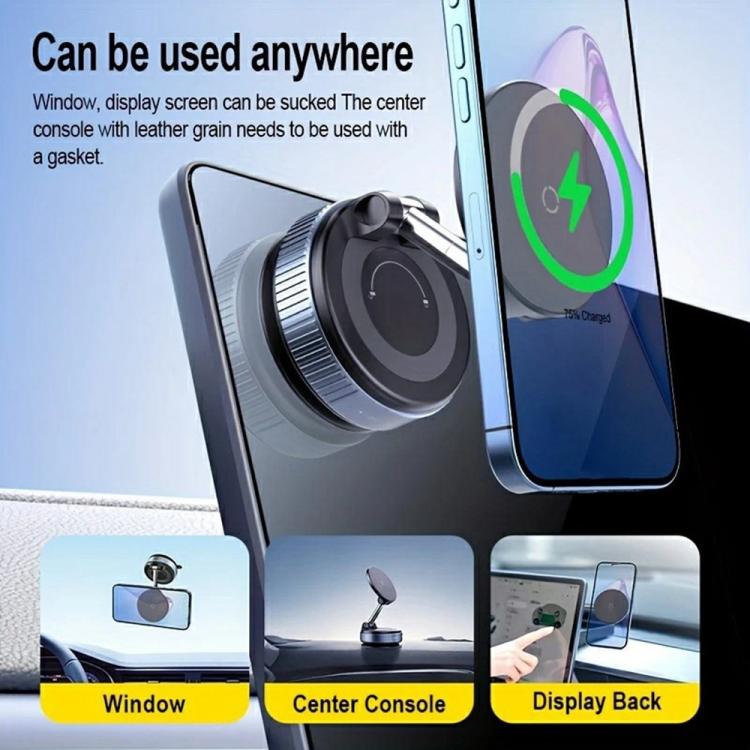 X68W 15W Wireless Charging Vacuum Suction Cup Foldable Car Dashboard Magnetic Phone Holder, X68W