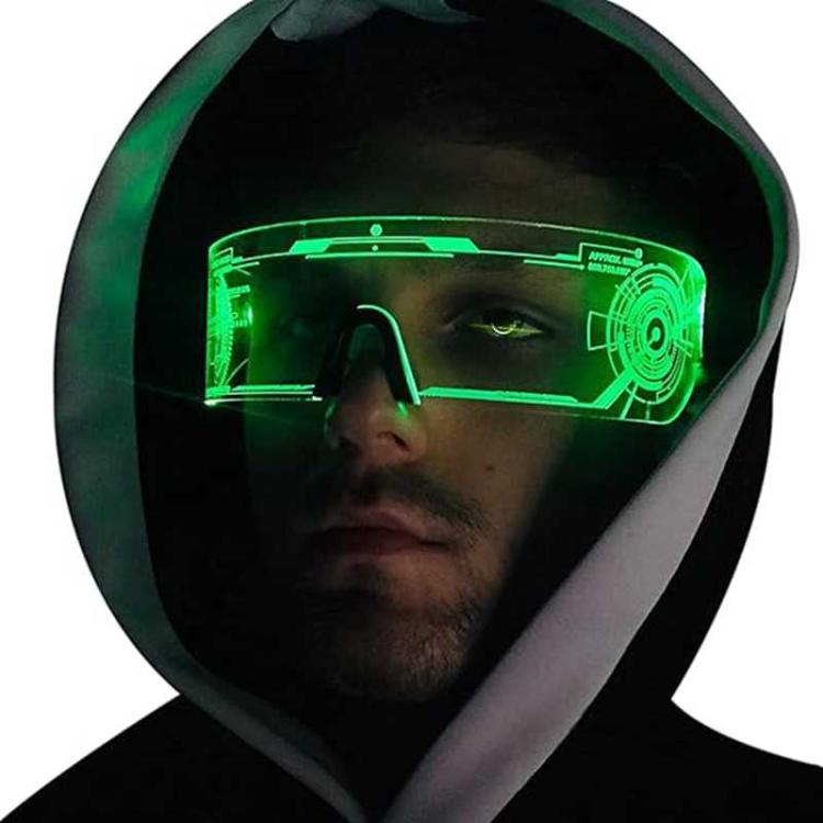 LED Visor Glasses Riding glasses Light up Glasses Futuristic Glasses  Modes Honeycomb Neon Luminous Glasses Men Women Adults Rave Cosplay Bar Mardi Gras Party 7 Styles