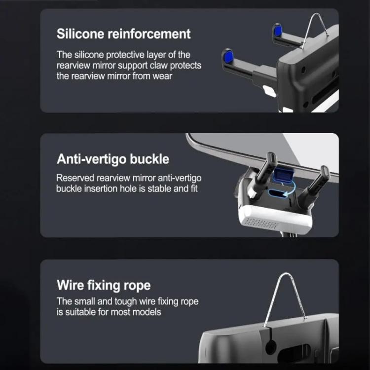 H256 360 Degree Rotation Cellphone Navigation Bracket Car Rearview Mirror Phone Holder, H256