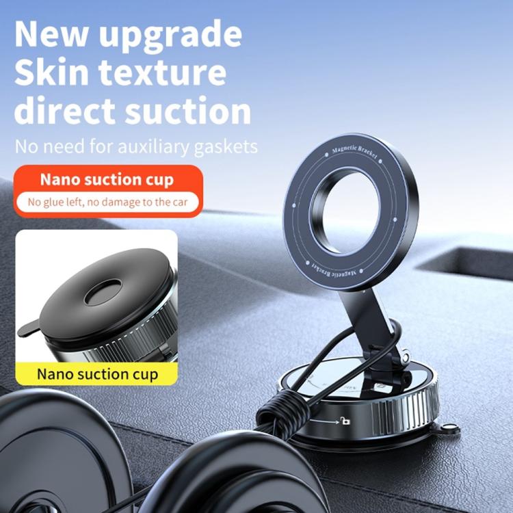 K1 360 Degree Rotation Foldable Navigation Stand Magnetic Car Phone Holder Suction Cup Base, K1