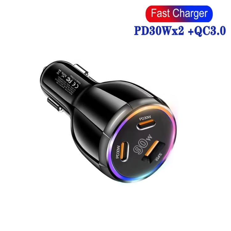 PD30W x 2 and QC 30W Multi Port Car Charger for Mobile phones / Tablets, TE-P46