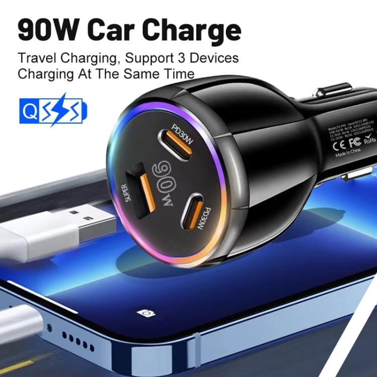 PD30W x 2 and QC 30W Multi Port Car Charger for Mobile phones / Tablets, TE-P46