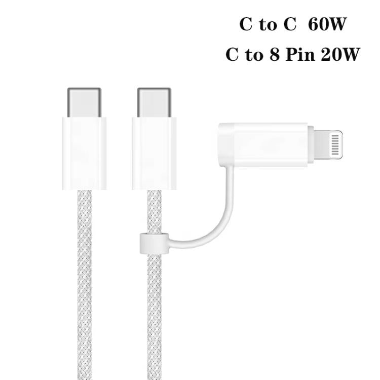 TE-S02 Display Screen PD30W x 2 + QC 30W Car Charger with Type-C to Type-C / 8-pin Data Cable, TE-S02 with Cable