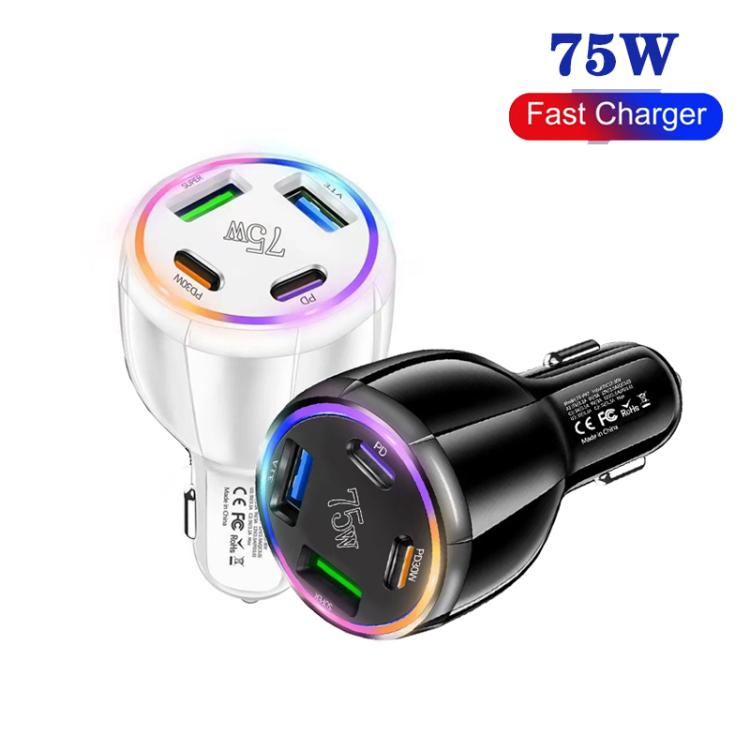 75W USB-C x 2 and USB x 2 Multi Port Car Charger, TE-P47