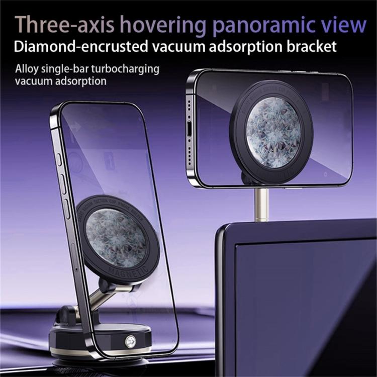 SD17 Rhinestone Epoxy Design Starry Sky Pattern Folding Car Phone Navigation Vacuum Suction Holder, SD17 (Black), SD17 (Blue), SD17 (Purple)