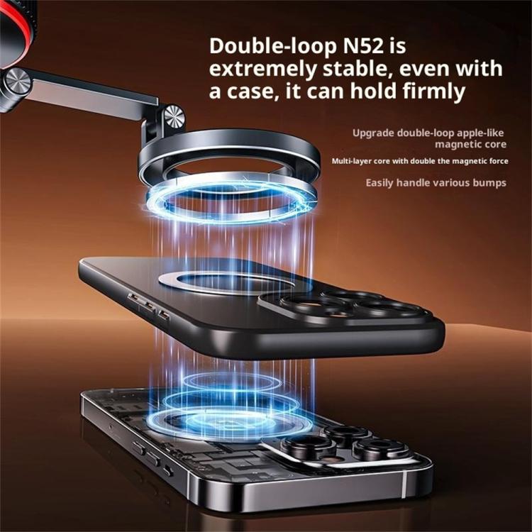 X66 720-Degree Triple-Axis Rotation Folding Magnetic Car Vacuum Suction Cup Phone Holder, X66 (Black)