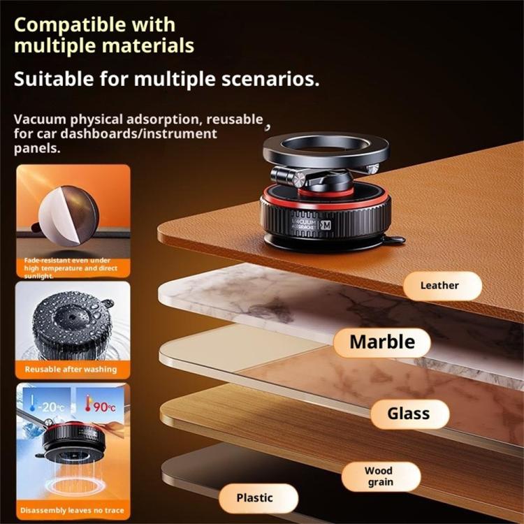 X66 720-Degree Triple-Axis Rotation Folding Magnetic Car Vacuum Suction Cup Phone Holder, X66 (Black)