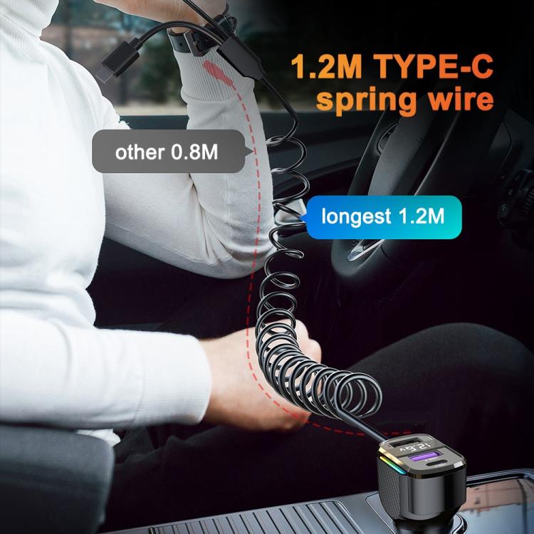 K56 Car PD30W Fast Charger Cigarette Lighter Adapter with Type-C Spring Cable, K56