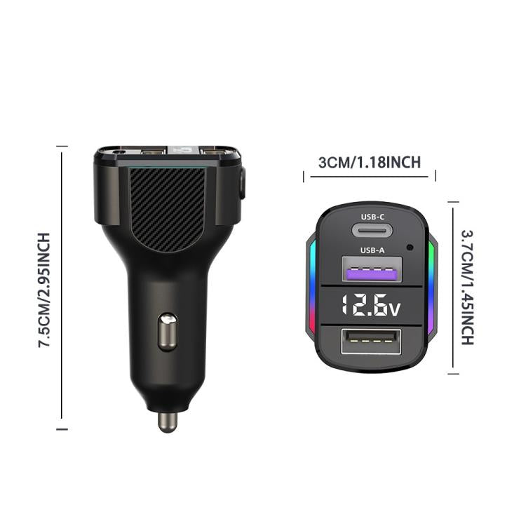 K56 Car PD30W Fast Charger Cigarette Lighter Adapter with Type-C Spring Cable, K56